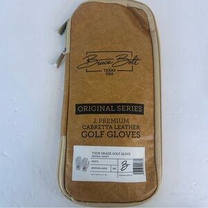 NWT Bruce Bolt Original Series Premium Cabretta Golf Gloves White M/L